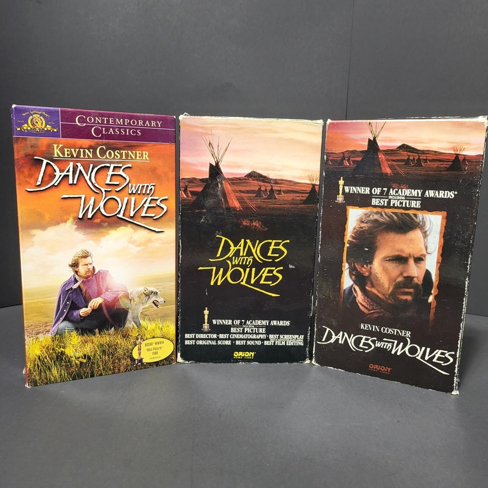 Dances With Wolves VHS Lot 3 Kevin Costner‎ 1990 Orion MGM Western Best Picture